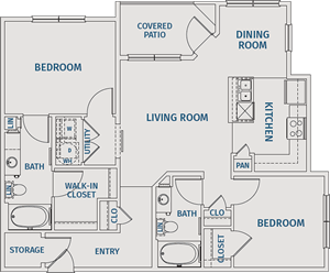 Two Bedroom / Two Bath - 1,056 Sq. Ft.*