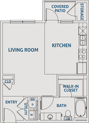 Studio / One Bath  - 557 Sq. Ft.*