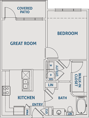 One Bedroom / One Bath - 715 Sq. Ft.*