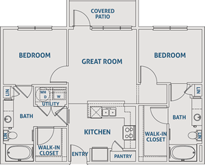 Two Bedroom / Two Bath - 925 Sq. Ft.*