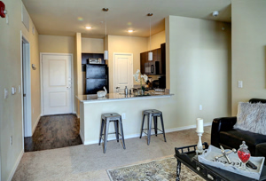 Alternative Interior Photo showing Kitchen with Barstools at Martha's Vineyard Place Apartments
